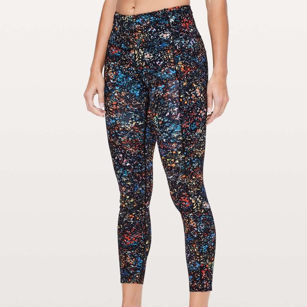 EUC Lululemon Fast & Free 7/8 Tight II *Nulux 25" in Flowerescent Multi